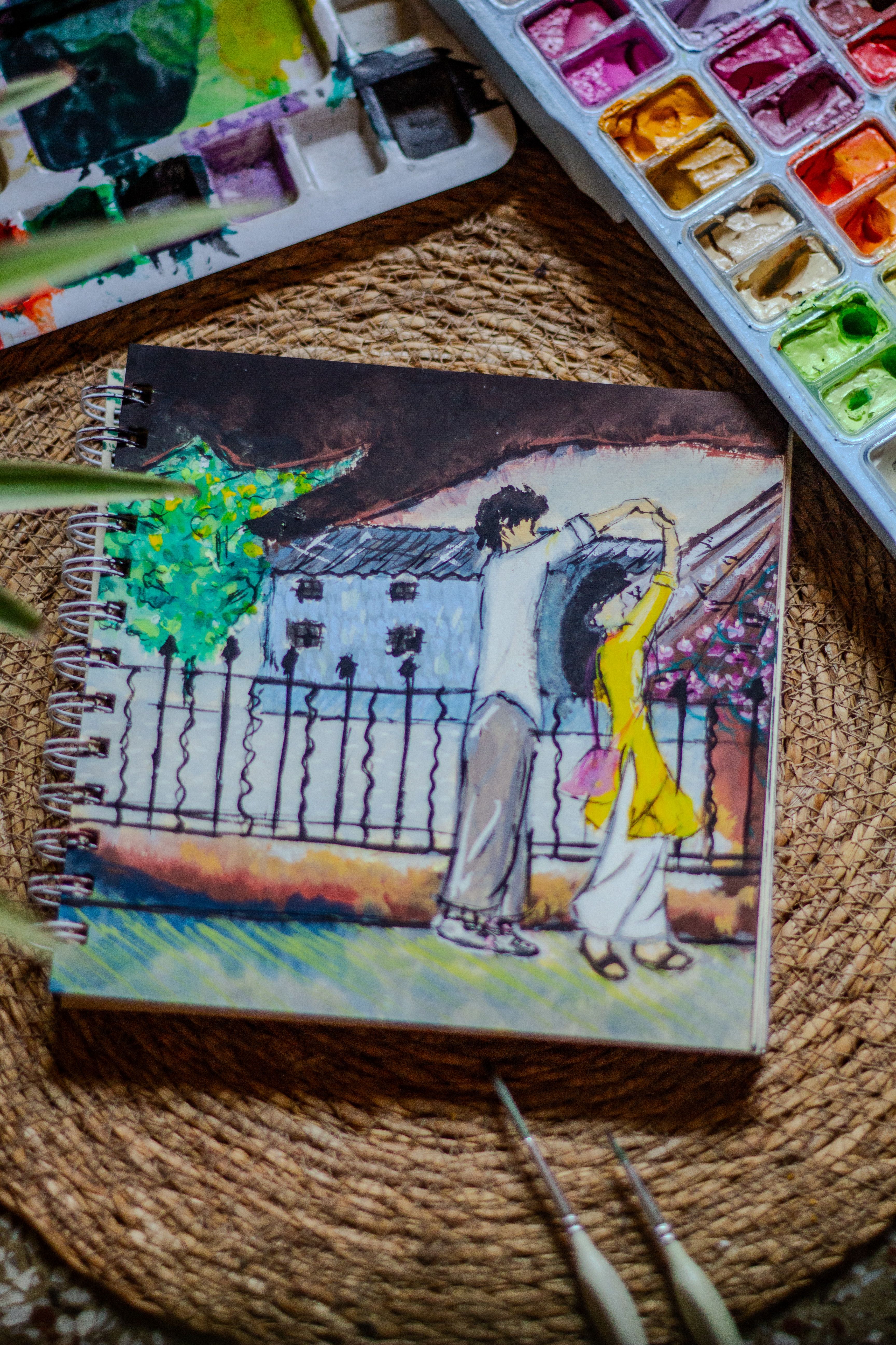 Hand-Painted Notebook with Watercolor Set in Dhaka · Free Stock Photo