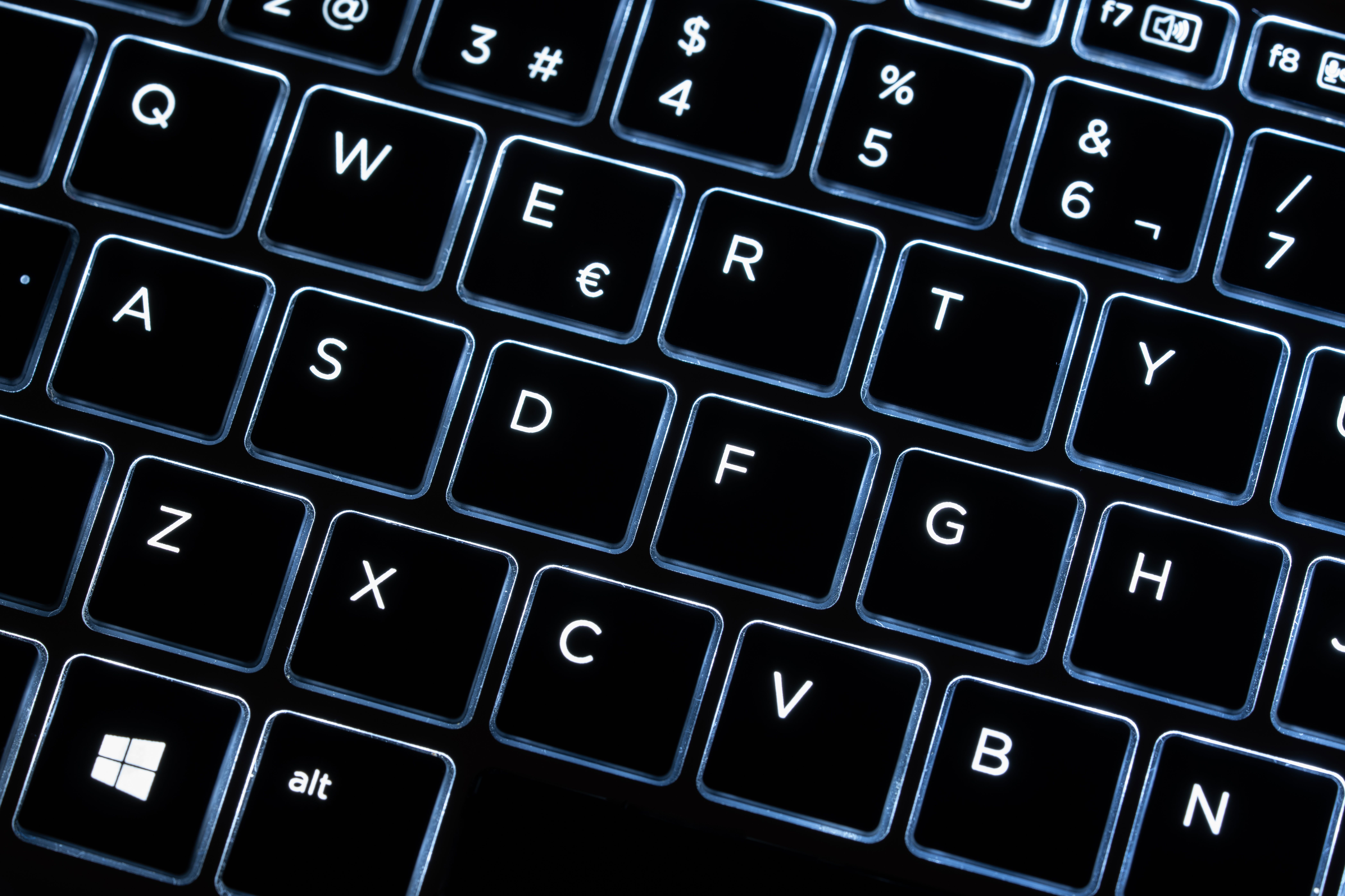 Illuminated Black Keyboard Close-Up