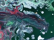 White Green and Red Abstract Painting