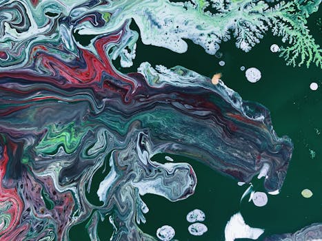 这幅生动而充满活力的抽象丙烯酸画作，色彩丰富、图案动感，非常适合作为艺术背景