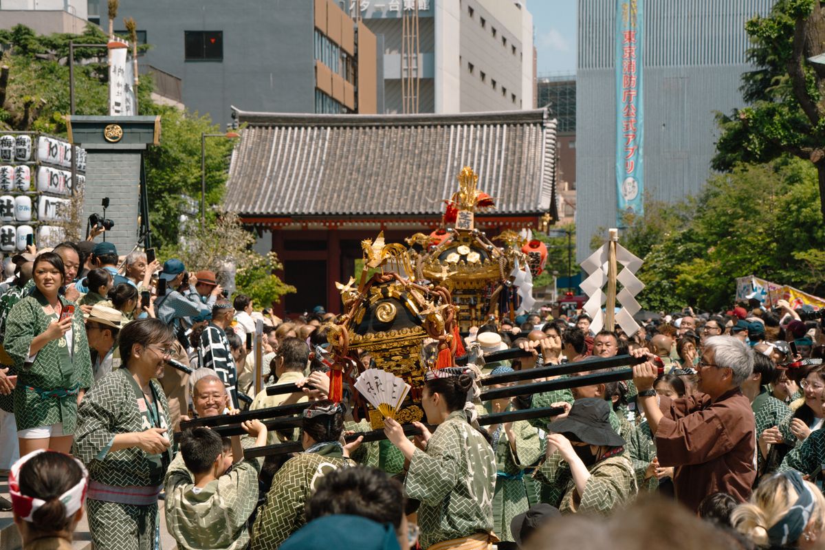 Japanese festival street scene during Golden Week holiday