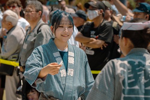 Free Traditional Japanese festival with people in kimonos enjoying the event in Tokyo. Stock Photo