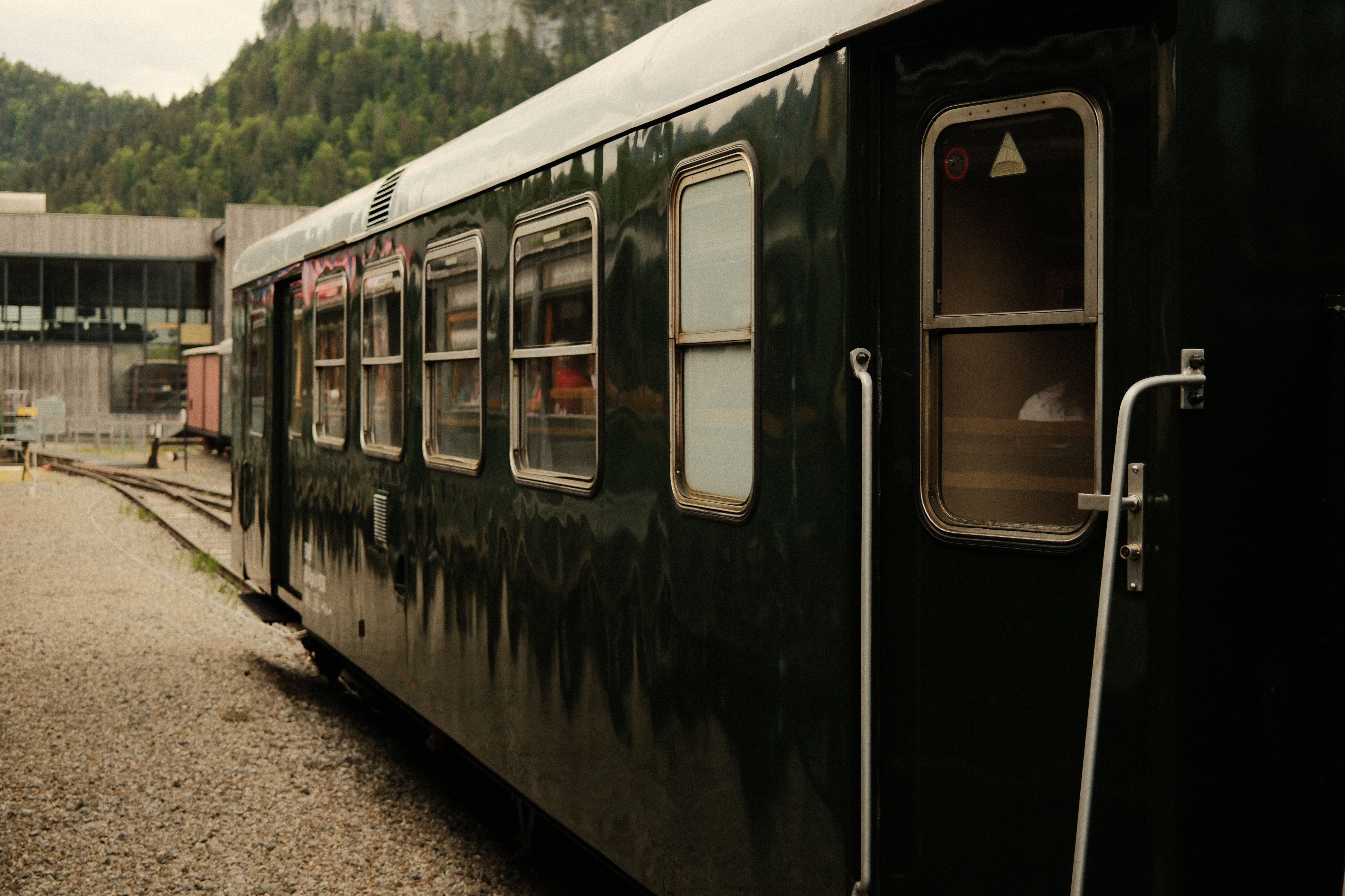 Vintage Train Car at Austrian Railway Station · Free Stock Photo