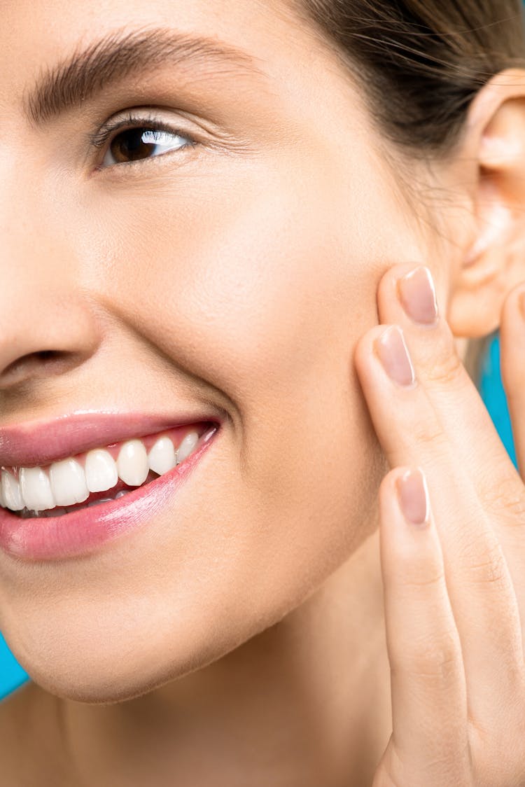 Woman With Pink Lipstick Smiling