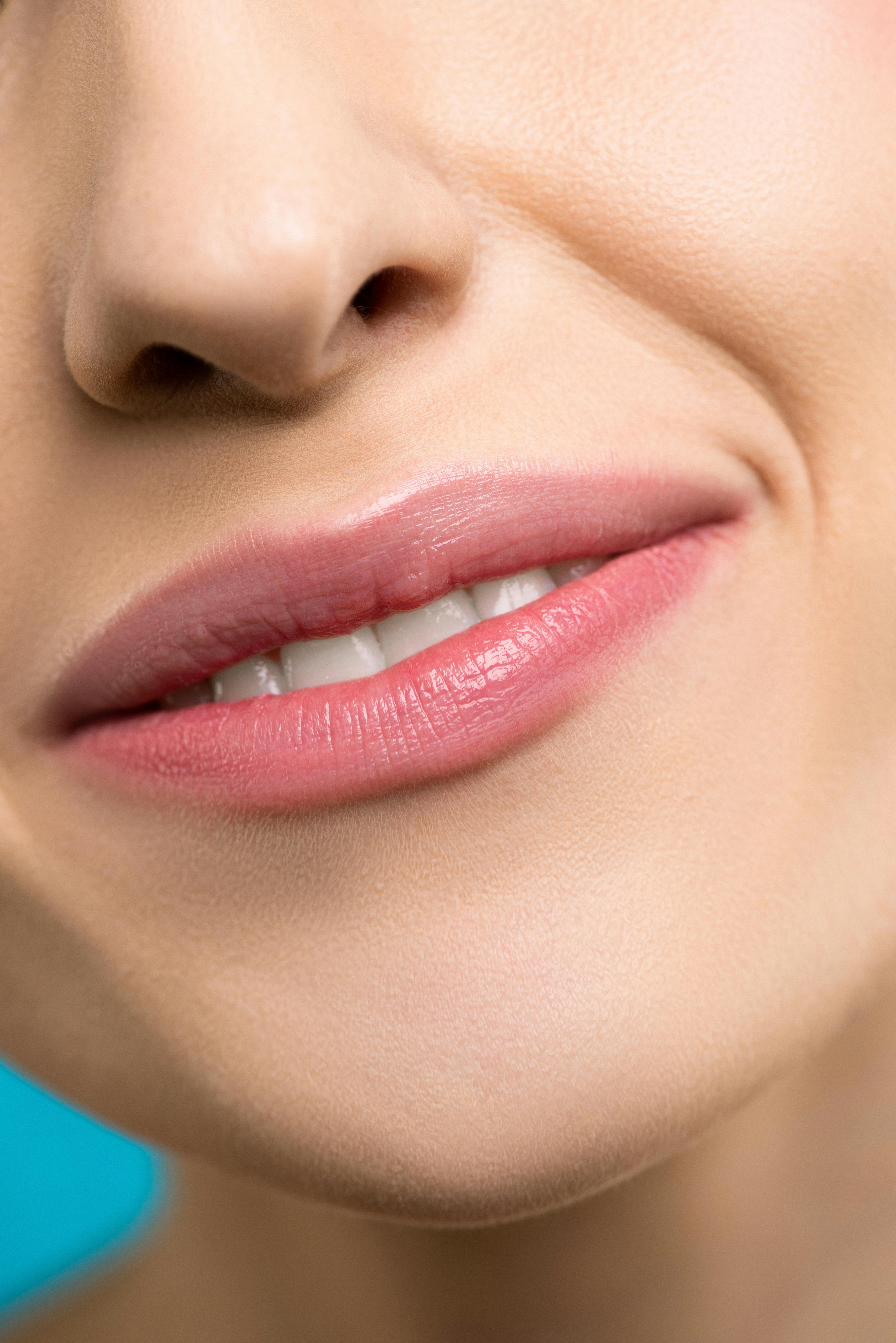 Woman in Red Lipstick Smiling \u00b7 Free Stock Photo