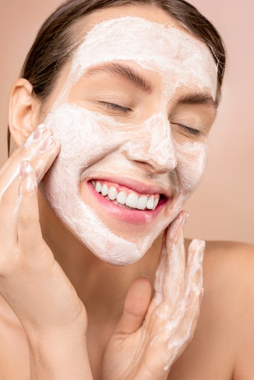 Free Woman With Soap on Her Face Stock Photo