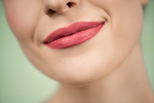 Free Woman With Red Lipstick Smiling Stock Photo