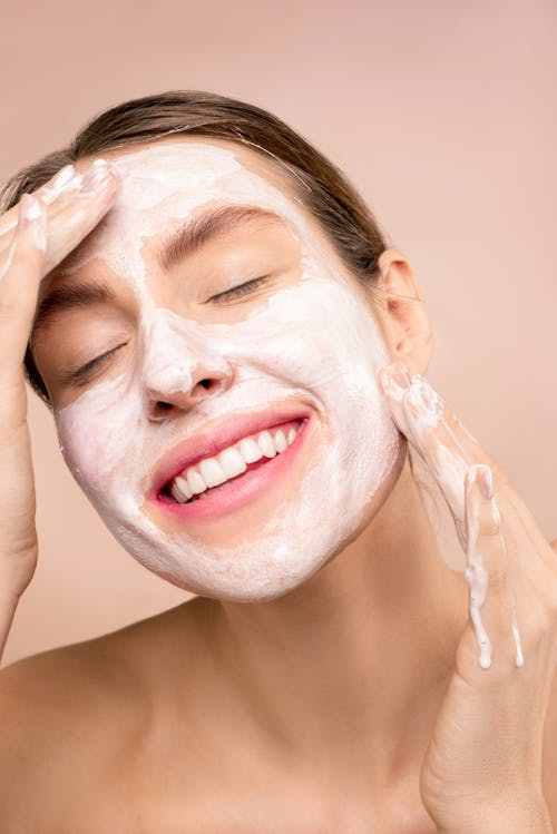 Free Woman With Soap on Her Face Stock Photo