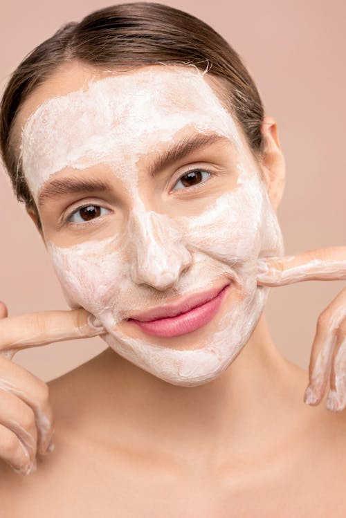 Woman With Soap on Her Face