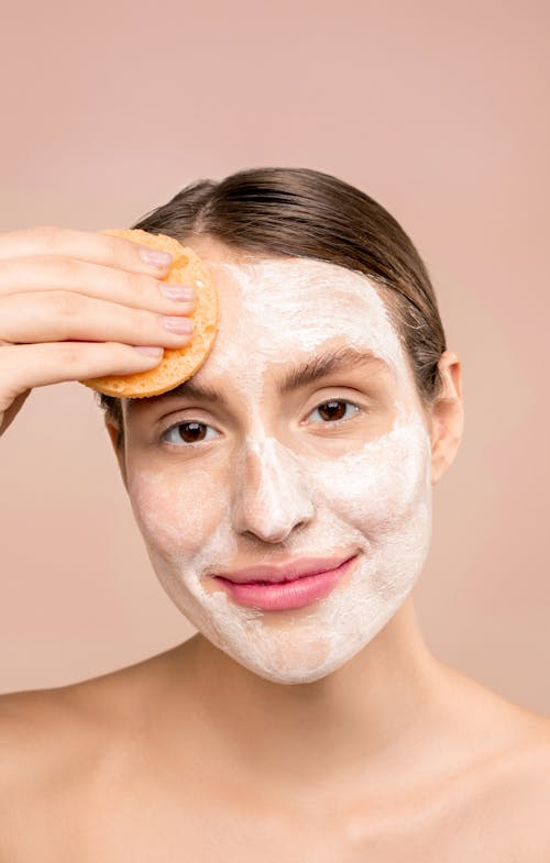 Woman With Soap on Her Face