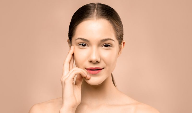 A close-up portrait of skin results