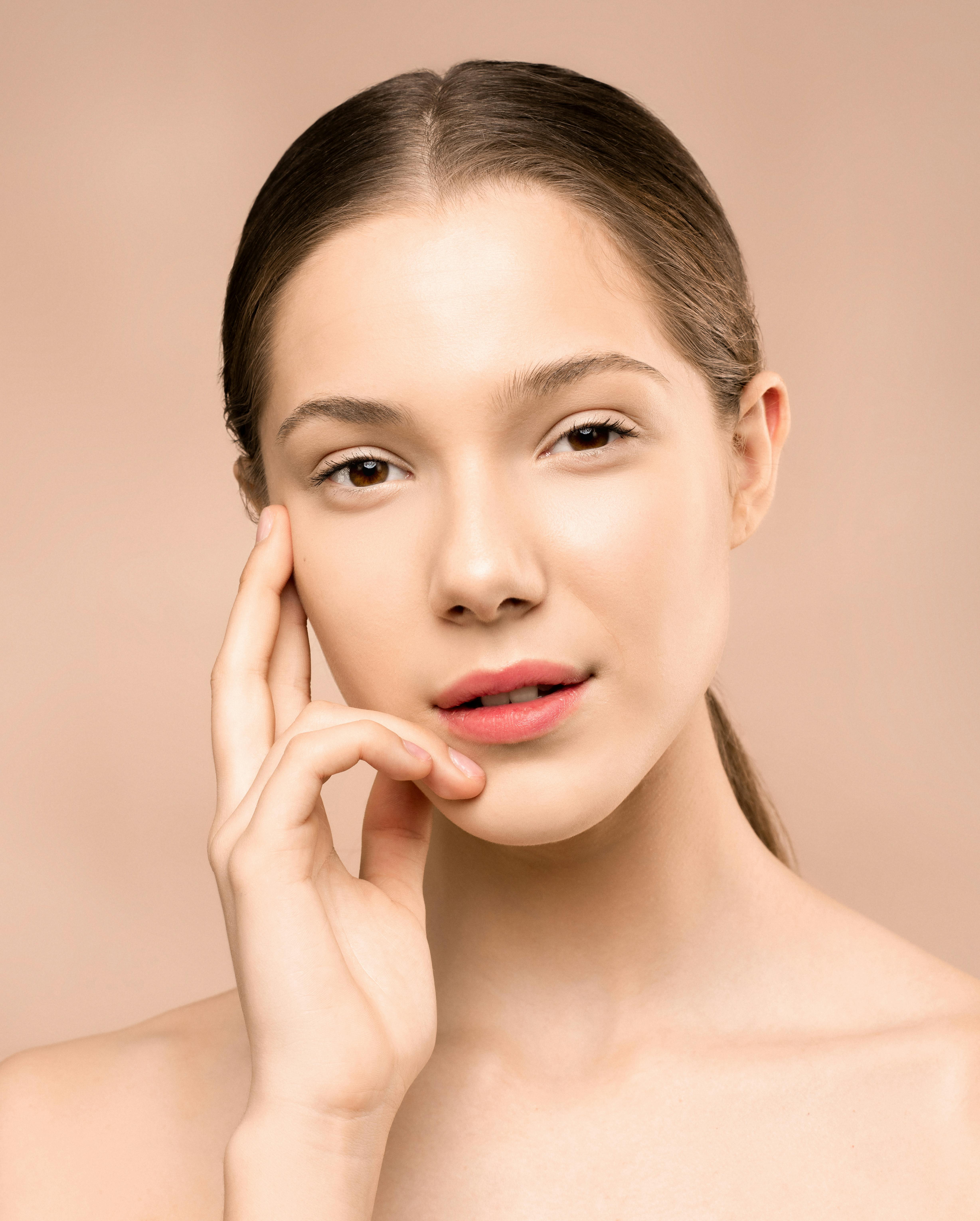 woman with pink lipstick