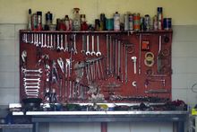 Workshop hand tools arranged on a pegboard, photo by wal_ 172619 on Pexels