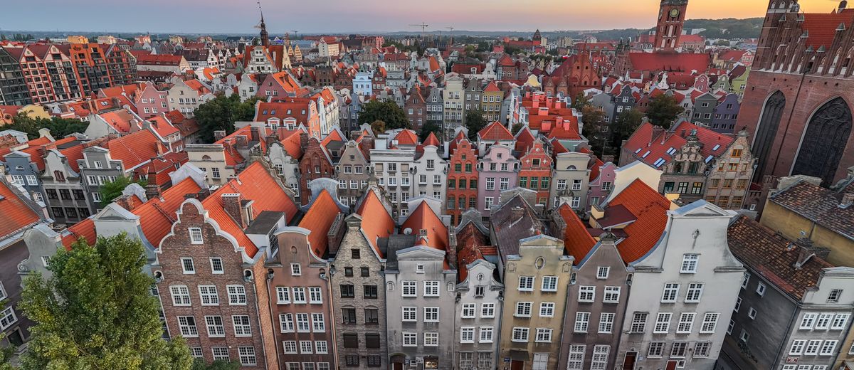 El casco antiguo de Gdansk desde el aire