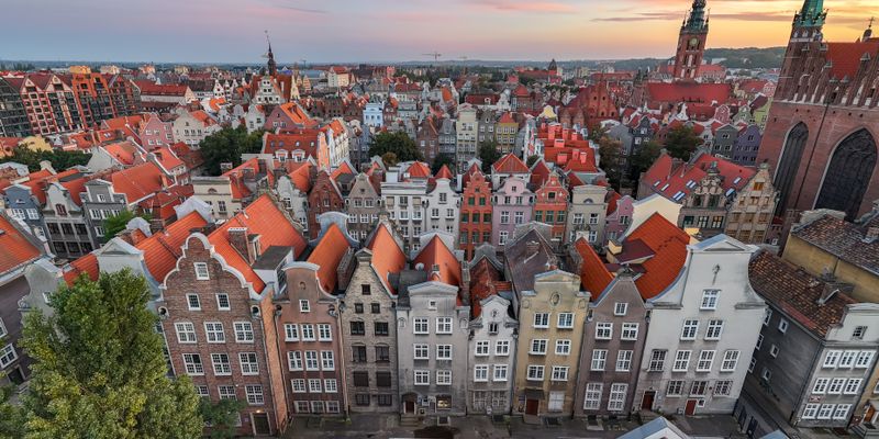 El casco antiguo de Gdansk desde el aire