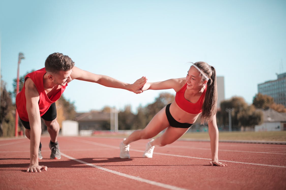 Mam and Woman Doing Exercise