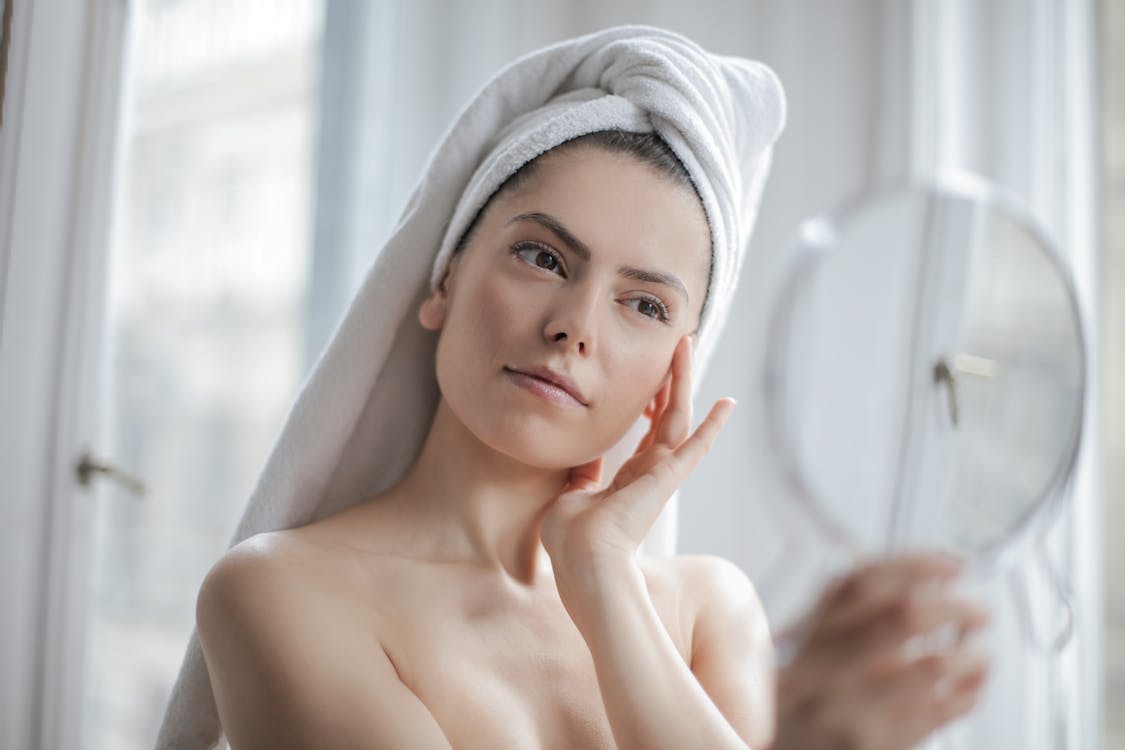 Free Topless Woman With Towel on Head Stock Photo