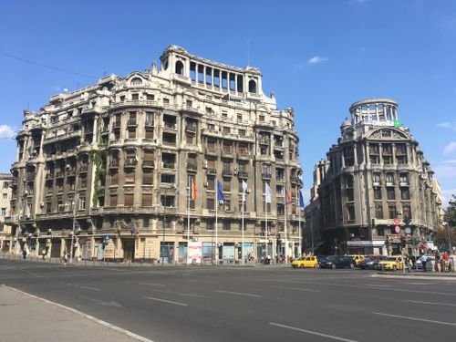 Free Classic architecture of historic buildings on a sunny day in Bucharest, Romania. Stock Photo