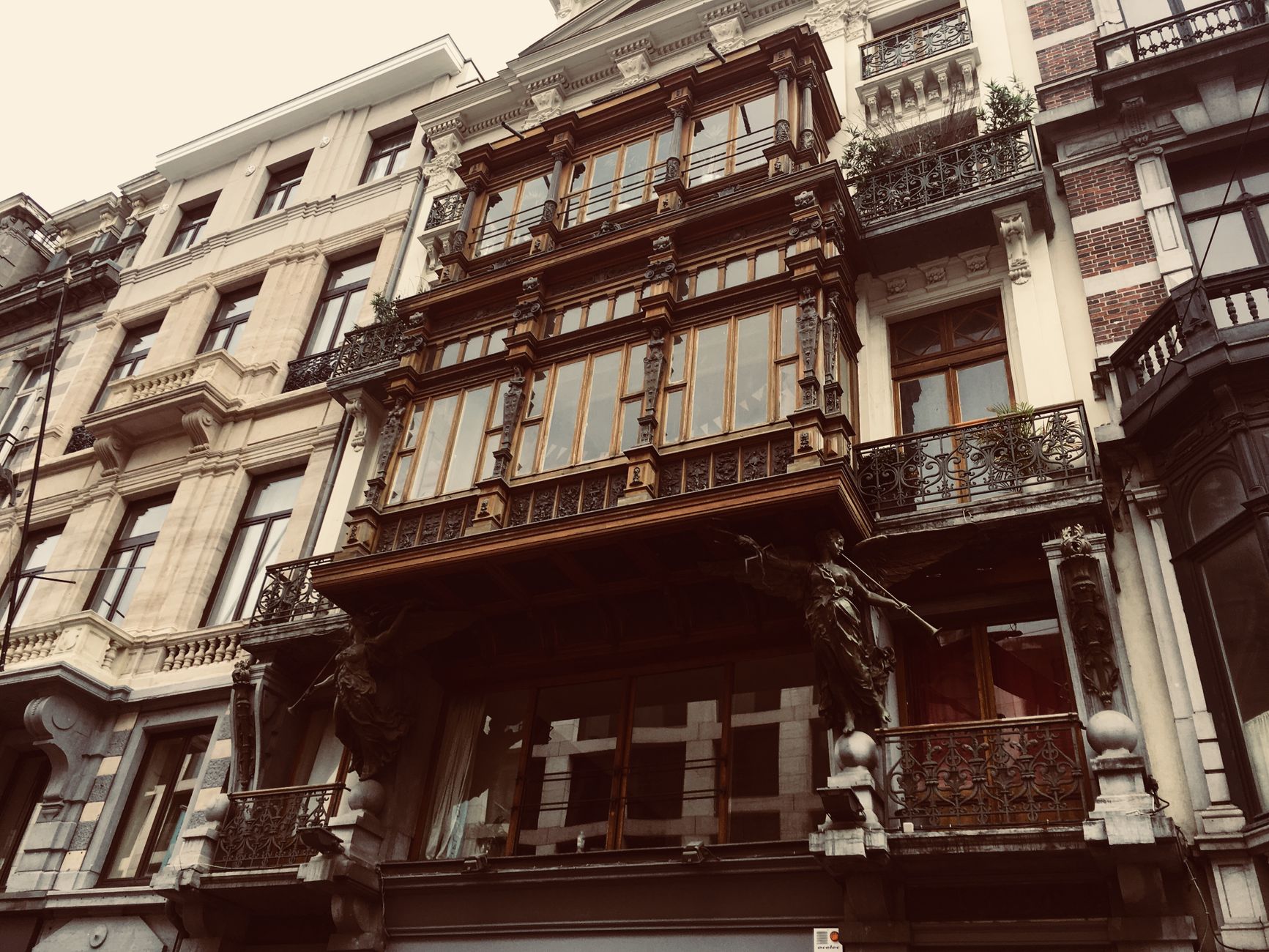 Beautiful Art Nouveau facade in Brussels showcasing intricate architectural design.
