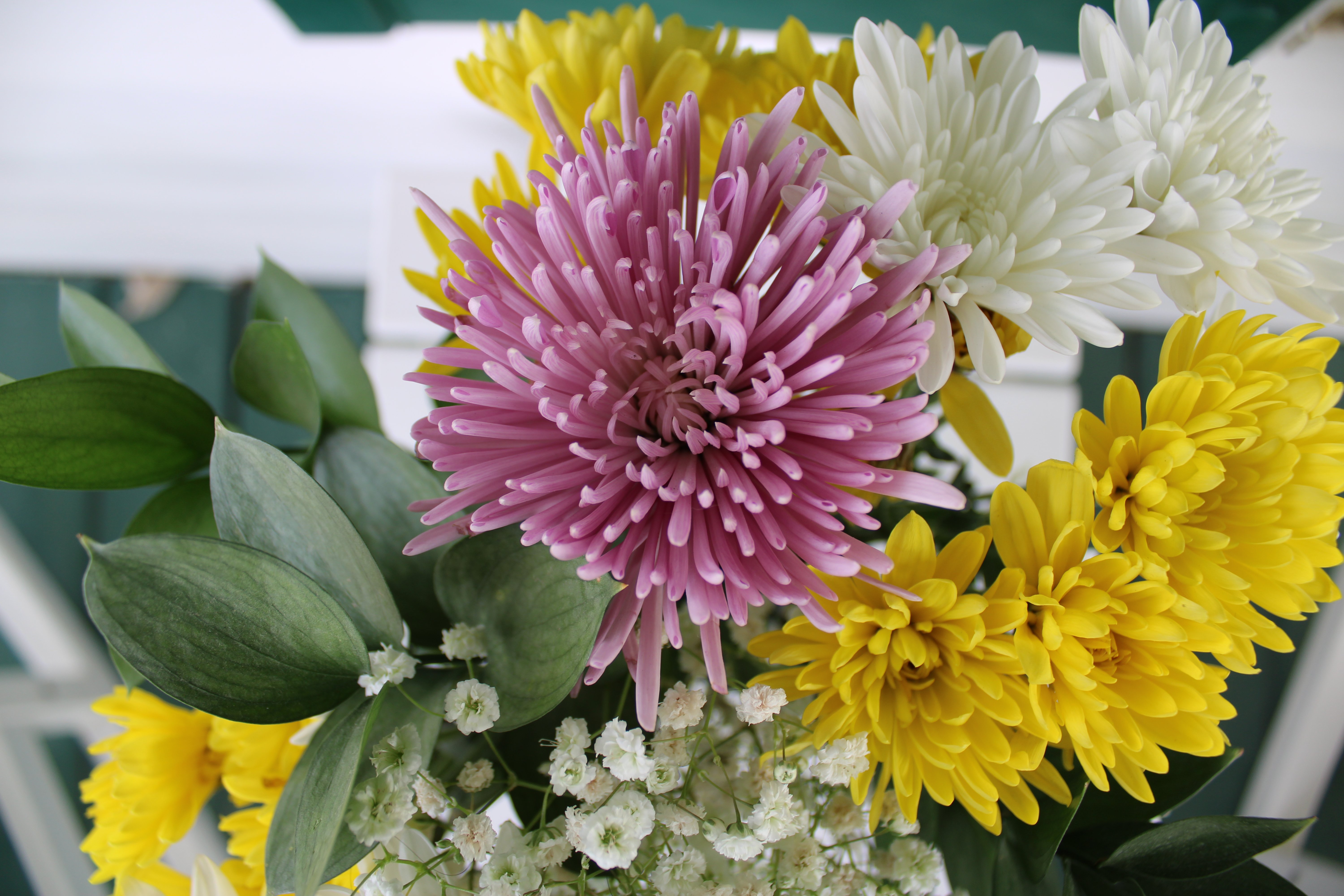 [ColoSach]-vibrant-floral-arrangement-featuring-pink,-yellow,-and-white-chrysanthemums-with-baby's-breath.