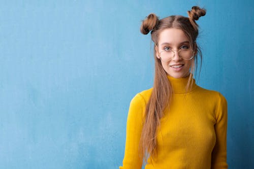 Woman in Yellow Turtleneck Sweater