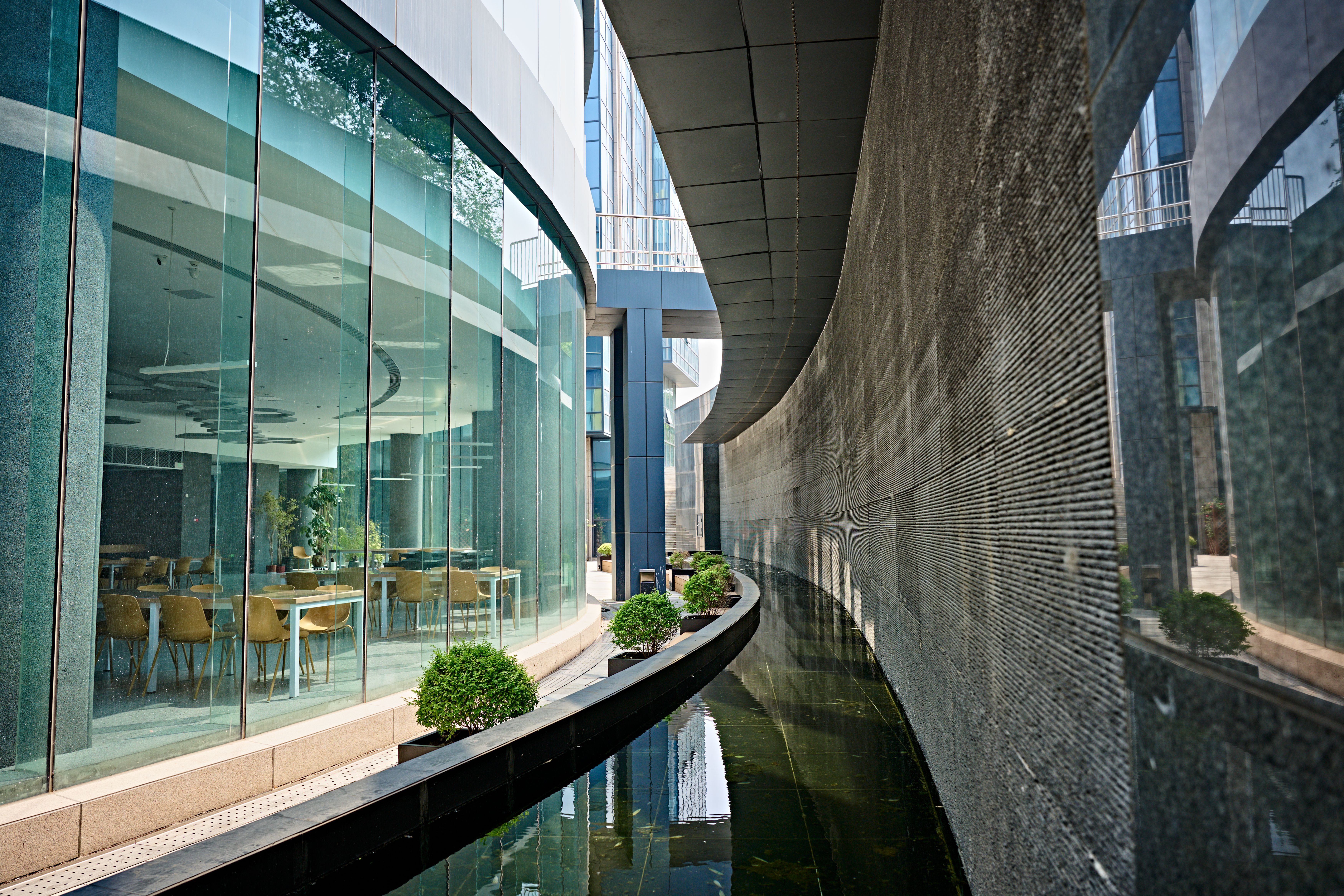 Glass office towers and a hotel entrance at Infopark, Kakkanad