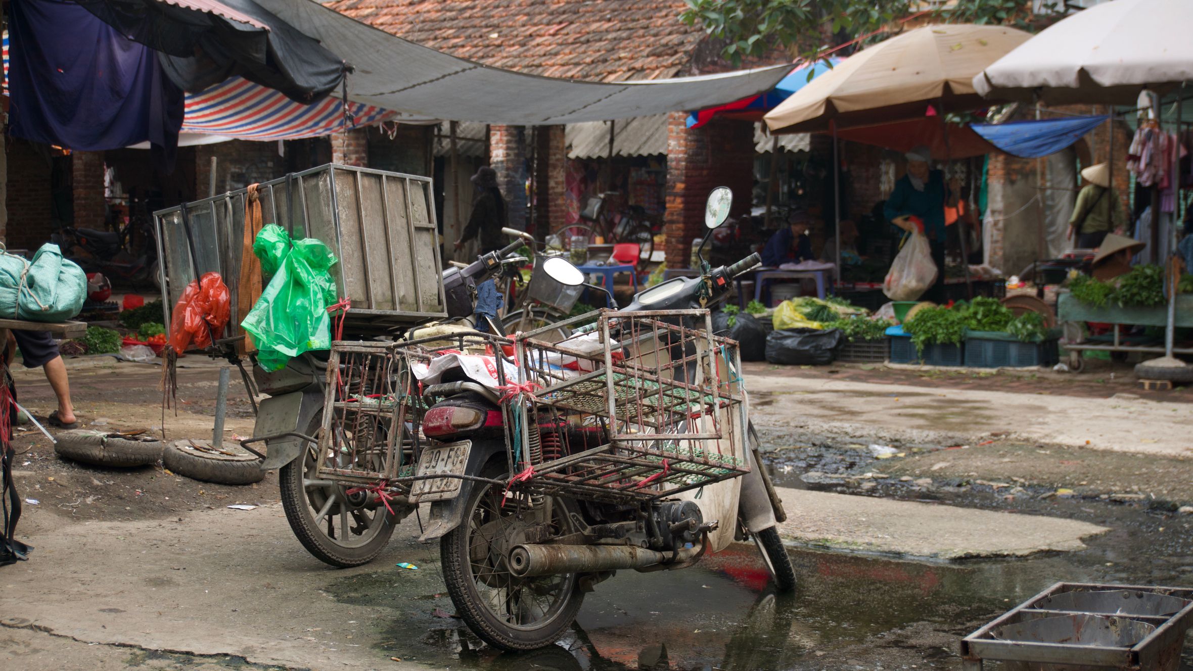Vibrant and bustling daily life at a traditional Vietnamese market in Hung Yen.