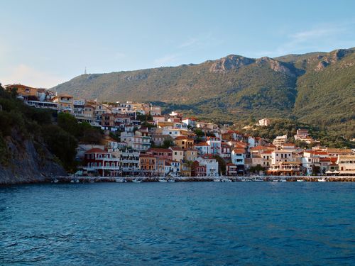 Free Explore the charming coastal town of Parga, Greece, nestled between sea and hills. Stock Photo