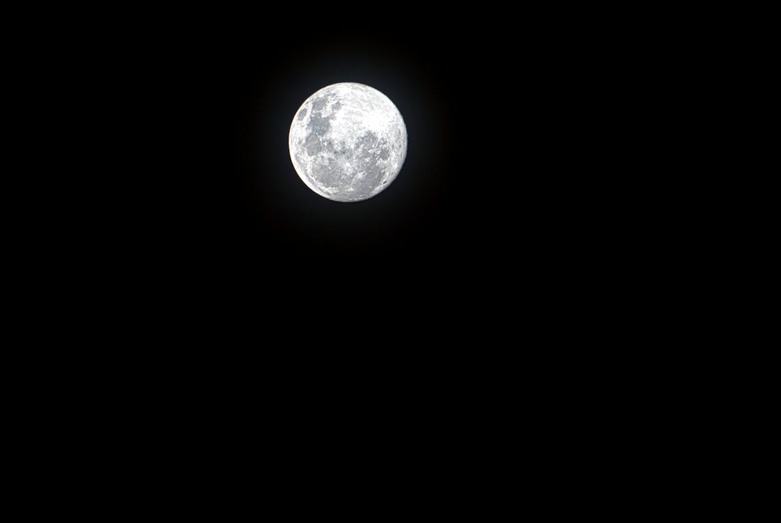 Full Moon in Dark Night Sky · Free Stock Photo