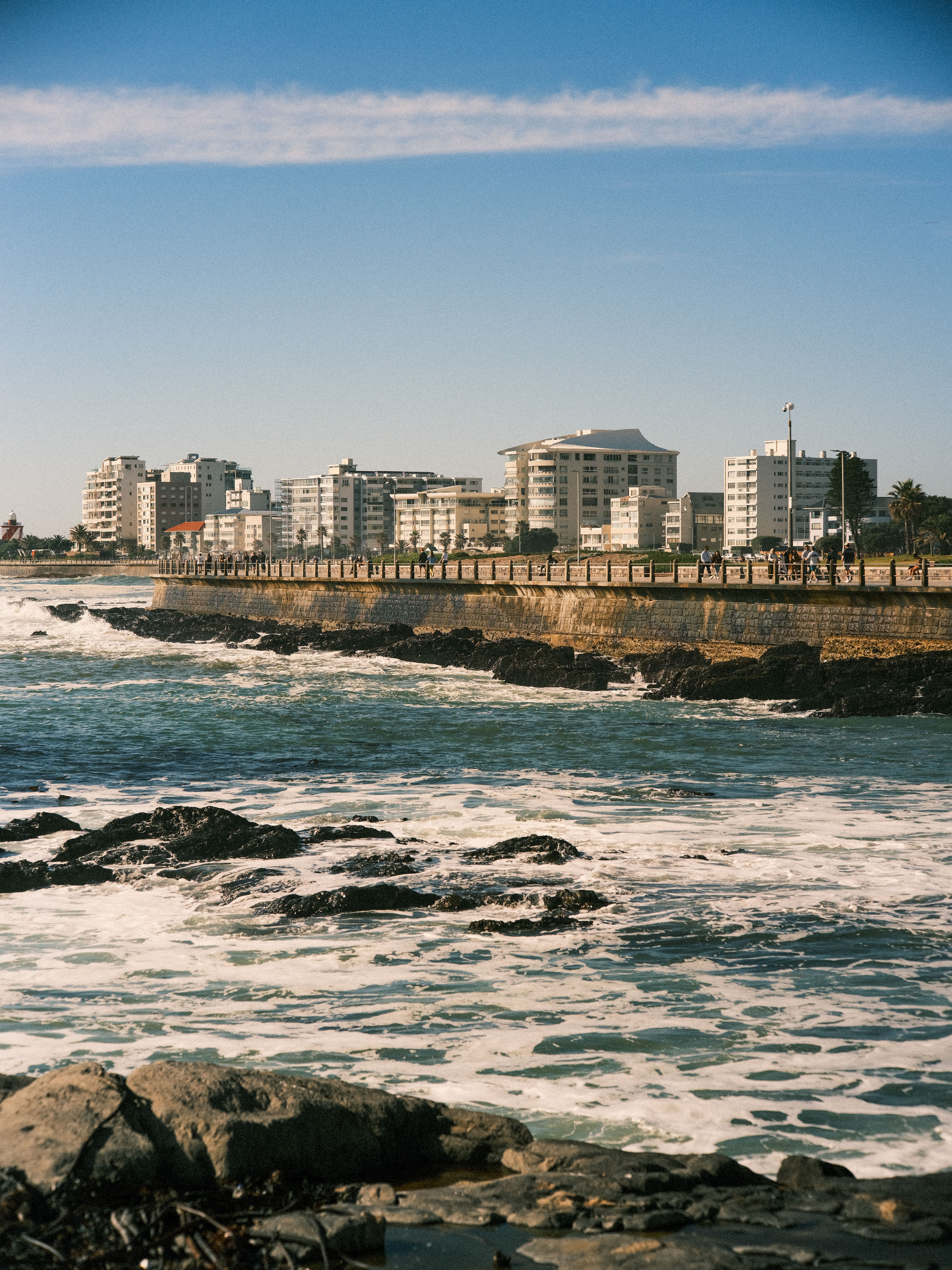 Breathtaking view of Cape Town's coastline and city skyline under a clear sky.