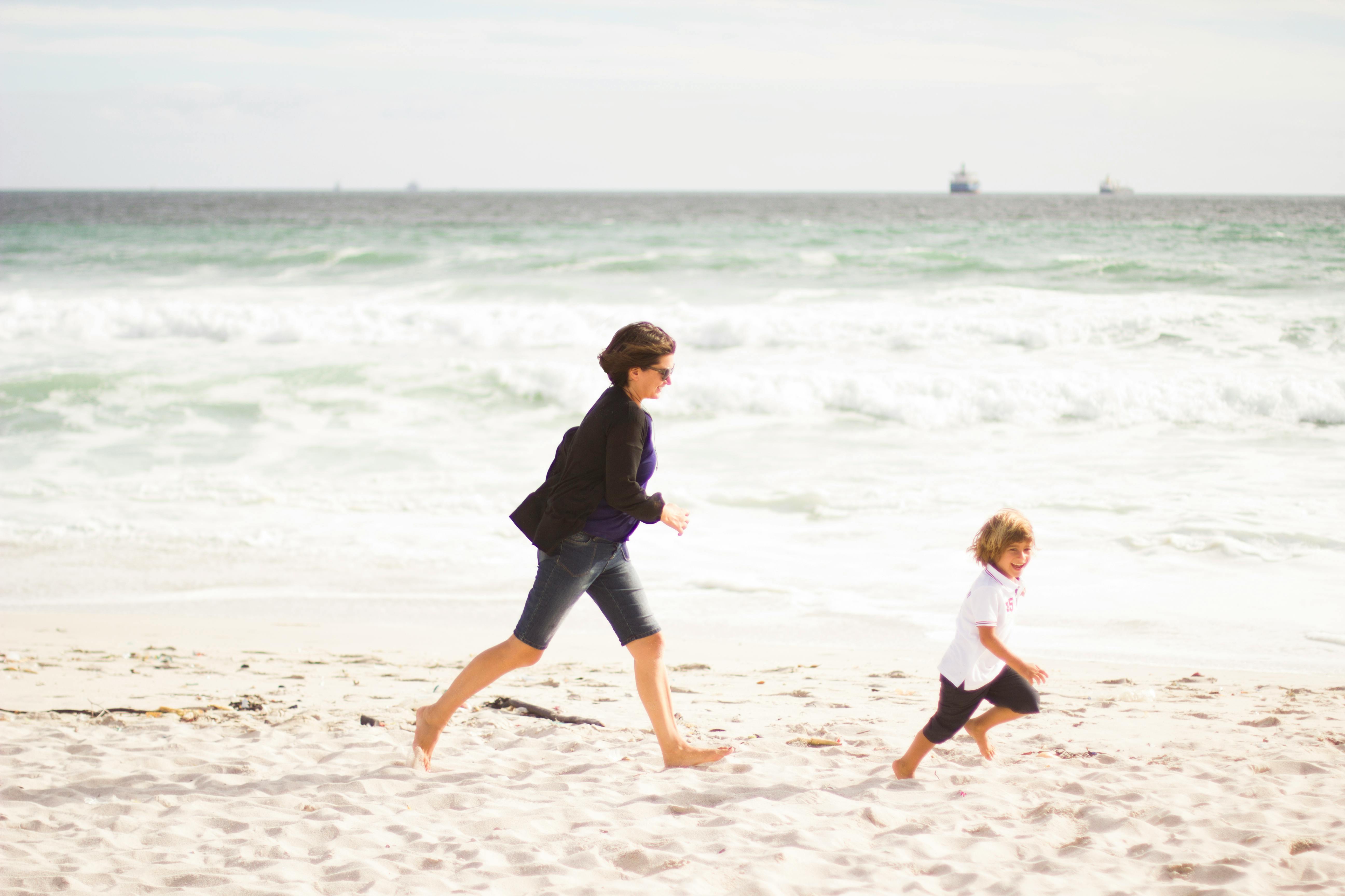 Free stock photo of beach, fun, mother and child