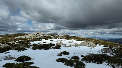 Free Snow-covered landscape in Castela e Leão, Spain, under dark clouds. Stock Photo