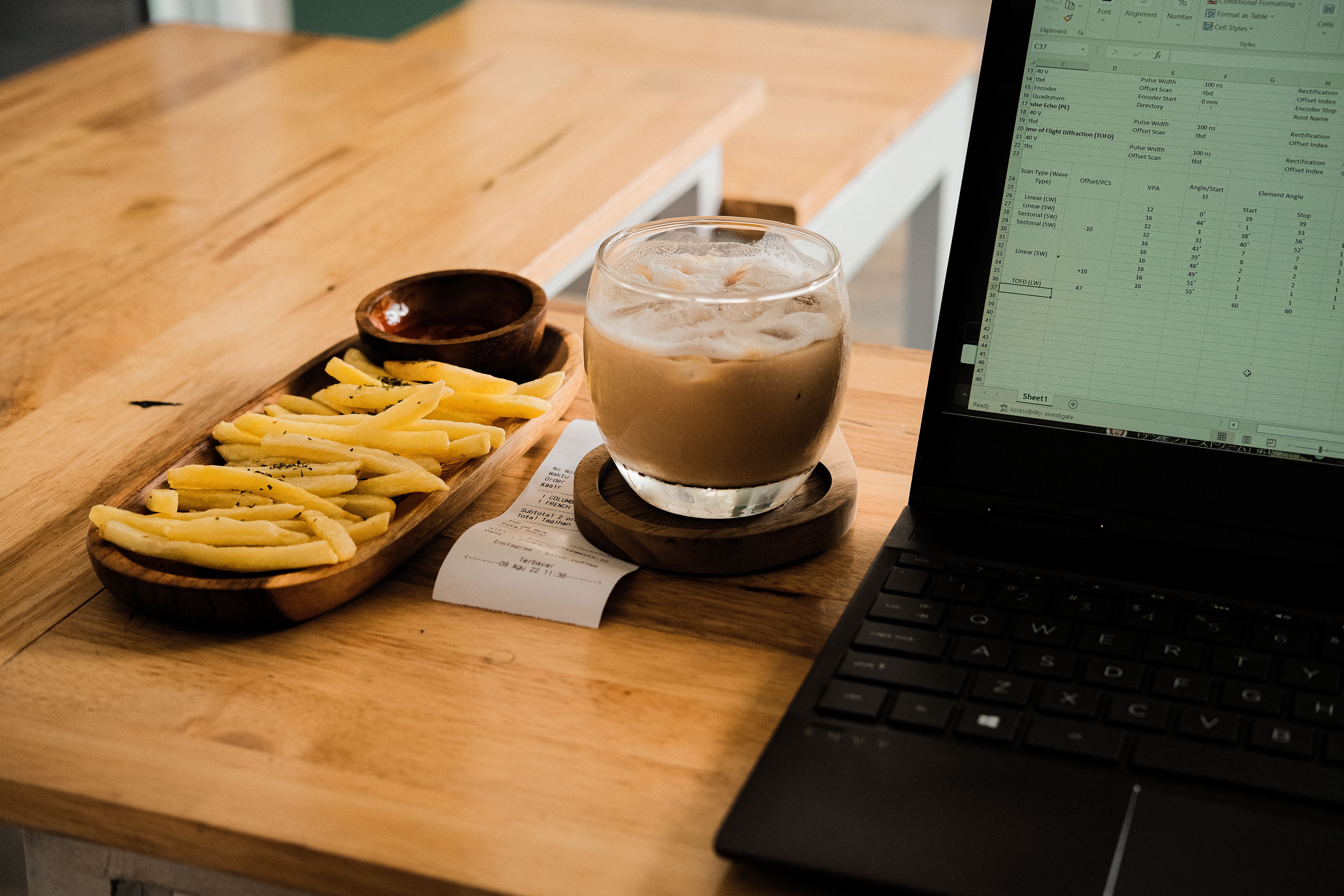 Reviewing a budget on a laptop