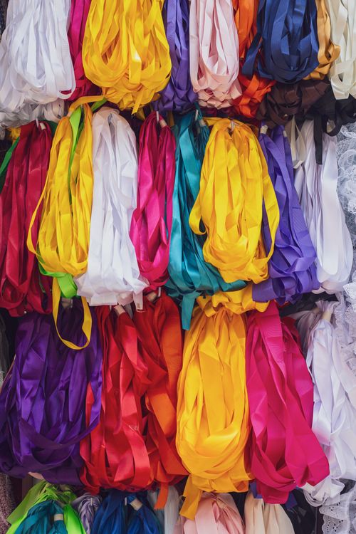 Market Ribbon Colorful Ribbons at a Market Stall · Free Stock Photo