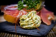 Close Up Photo of a Food on a Black Slate