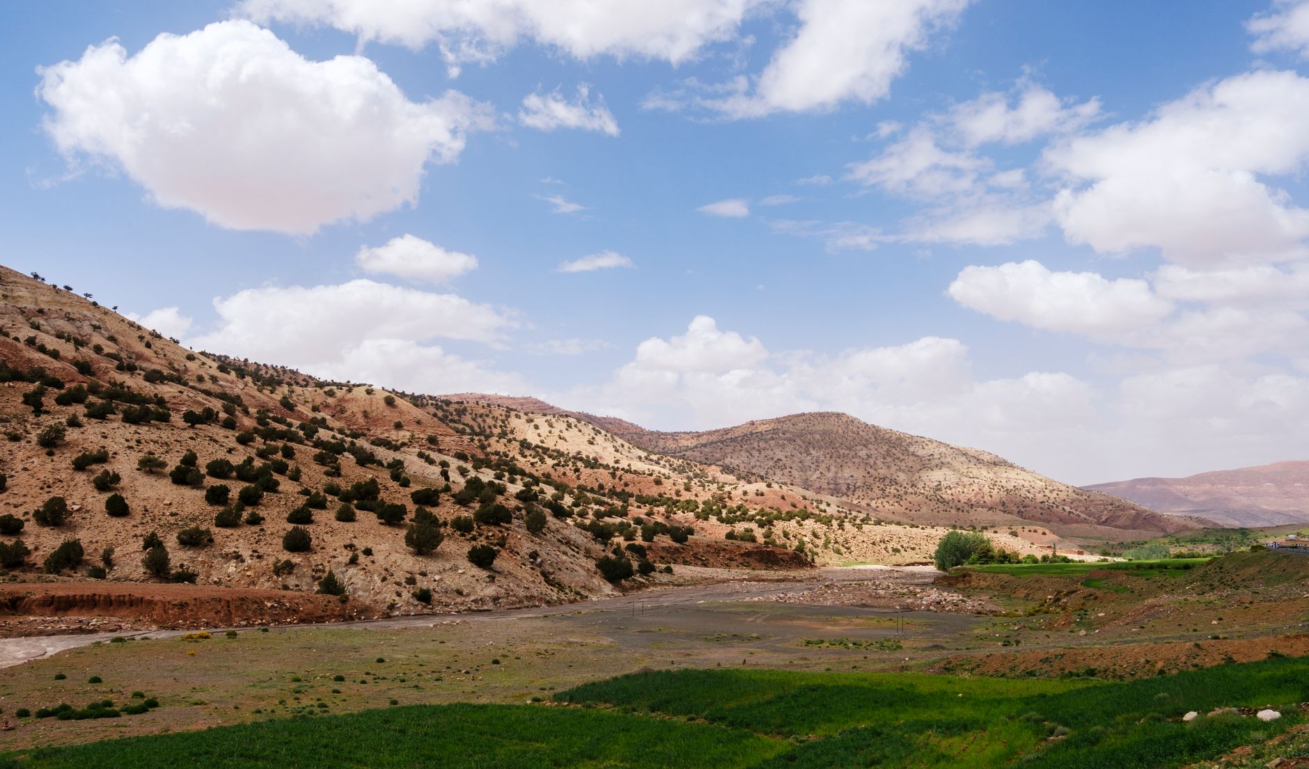 Beautiful landscape of the Atlas Mountains with clear skies in Morocco.
