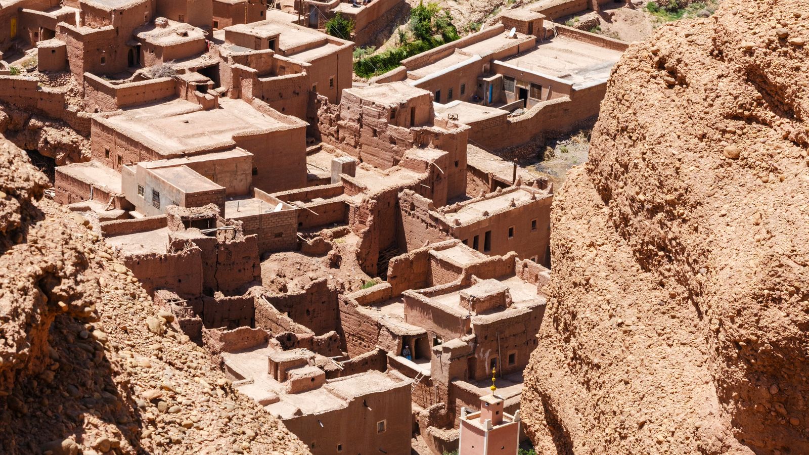 Traditional moroccan village in atlas mountains