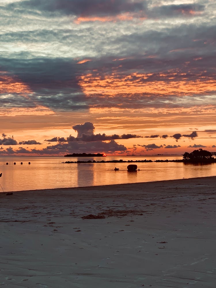 Breathtaking Sunset On Empty Beach