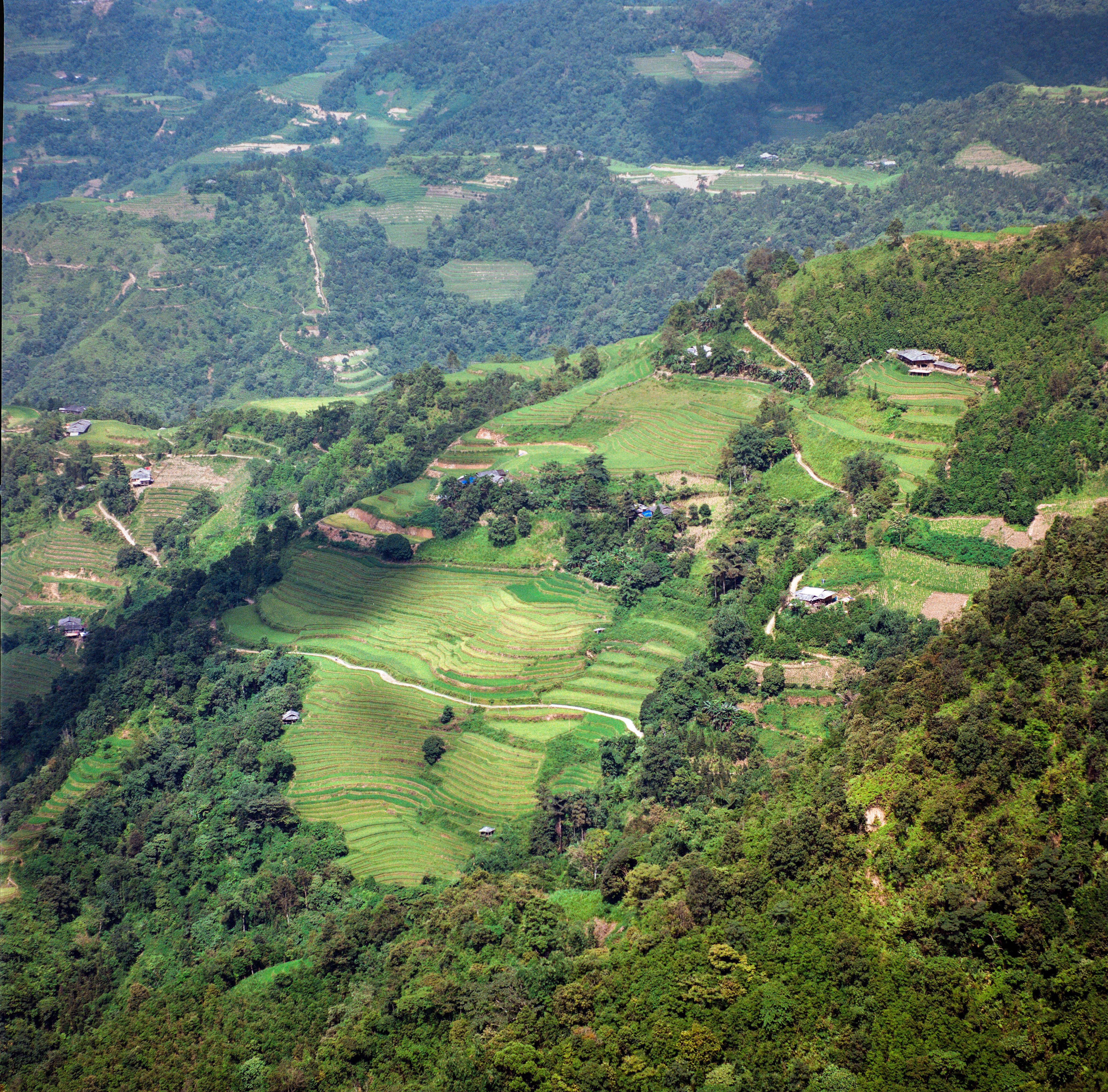 Terraced hillsides and scattered homesteads in the Iveti hills above Machakos town