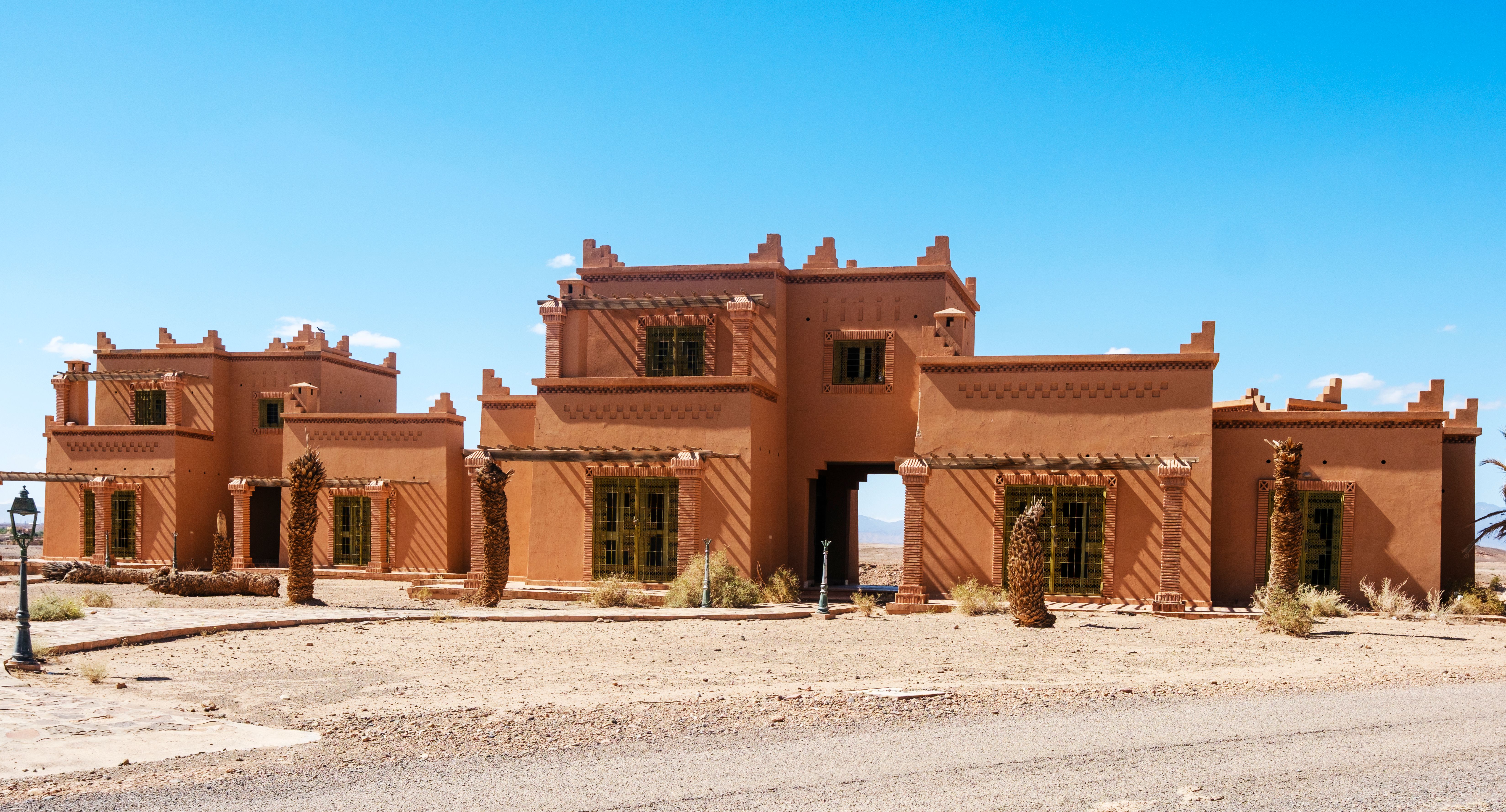 Scenic view of traditional Moroccan building in Ouarzazate, Drâa-Tafilalet region.