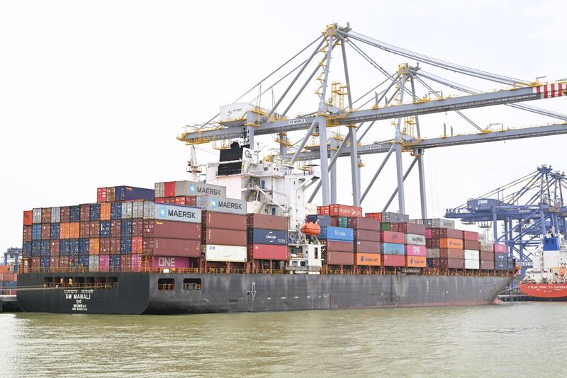 Container ship at port