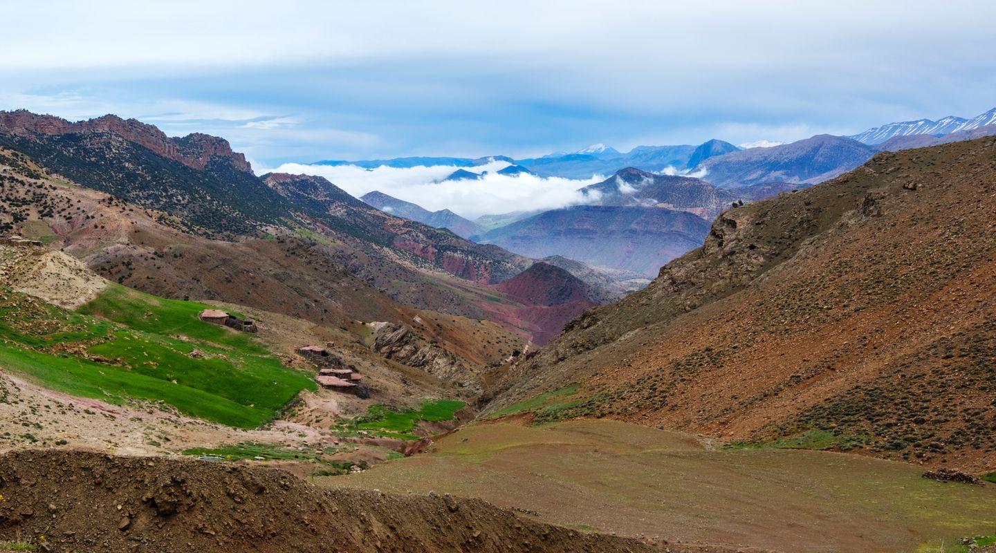 Atlas Mountains valley in Morocco at twilight
