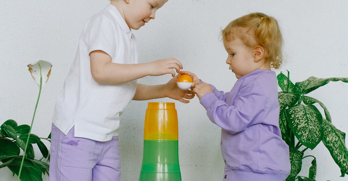 Siblings Sharing With Their Toys