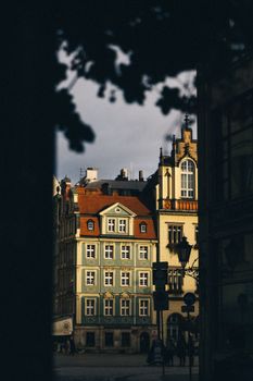 Vibrant historic buildings in Wrocław, capturing architectural beauty and city charm.