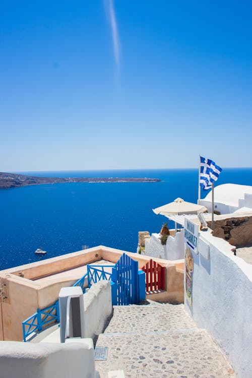 Imagine de stoc gratuită din cer albastru, drapelul greciei, Europa