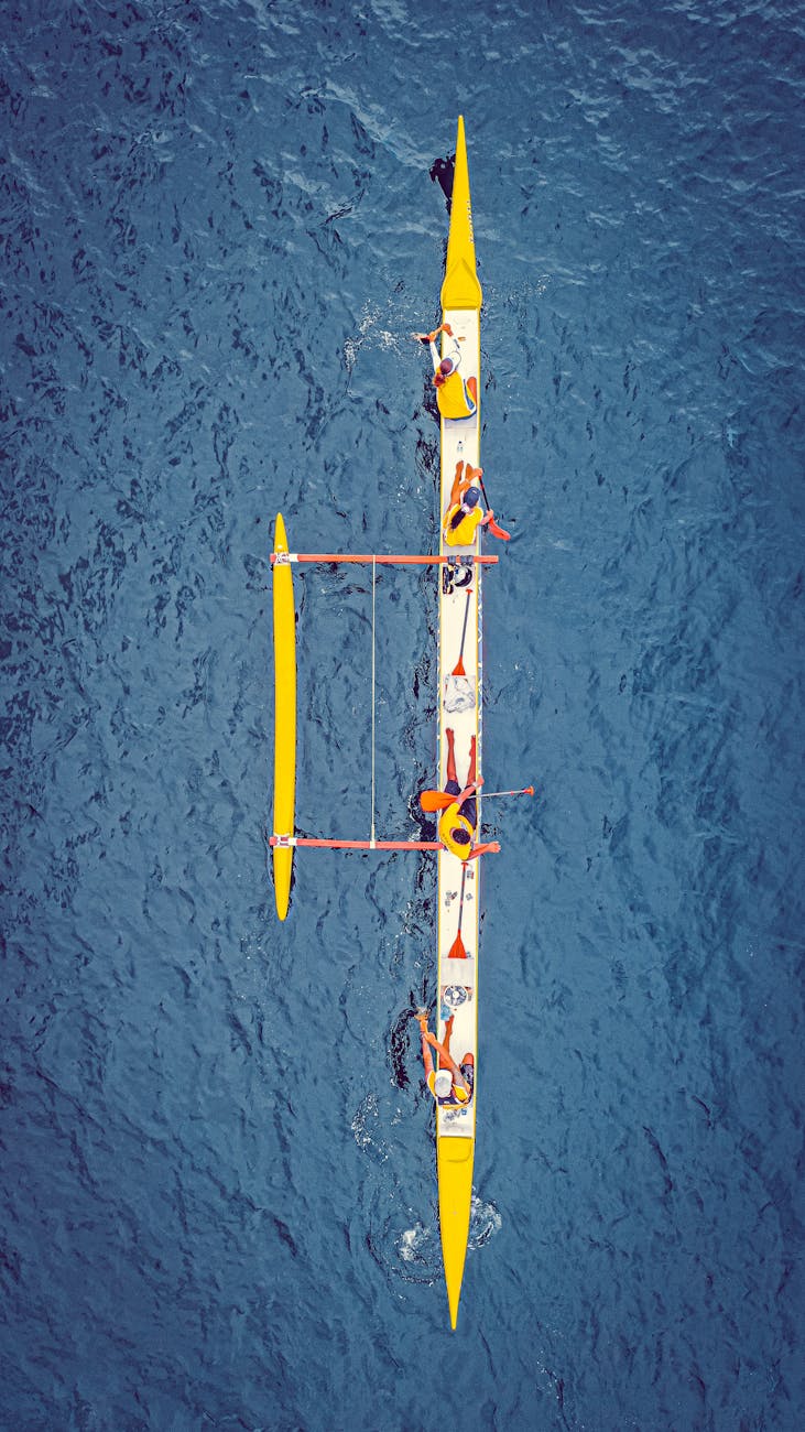Rowers in boat