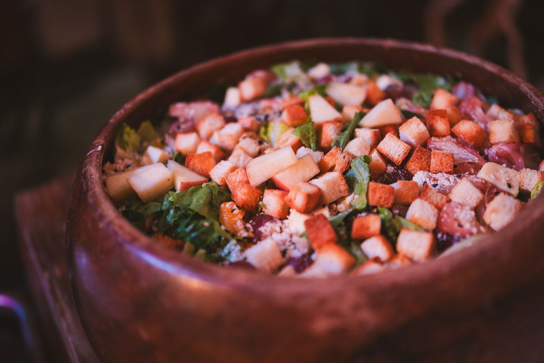 Fresh caramel apple salad on platter