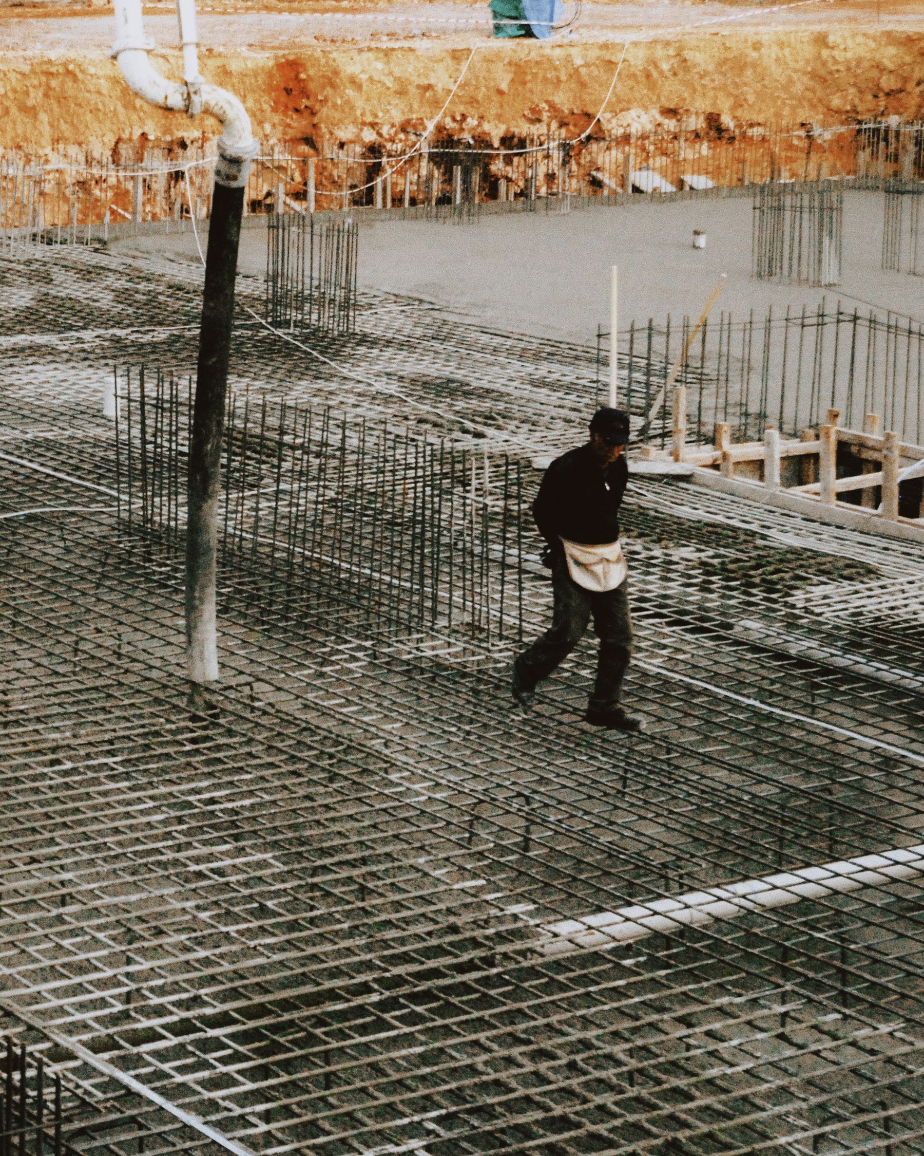 Industrial slab reinforcement before the pour