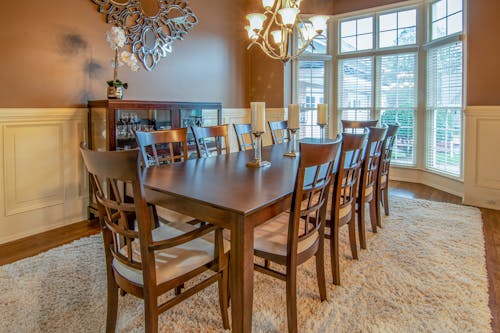 Brown Wooden Table With Chairs