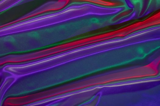 Abstract image of vibrant neon satin-like fabric with flowing colorful waves.